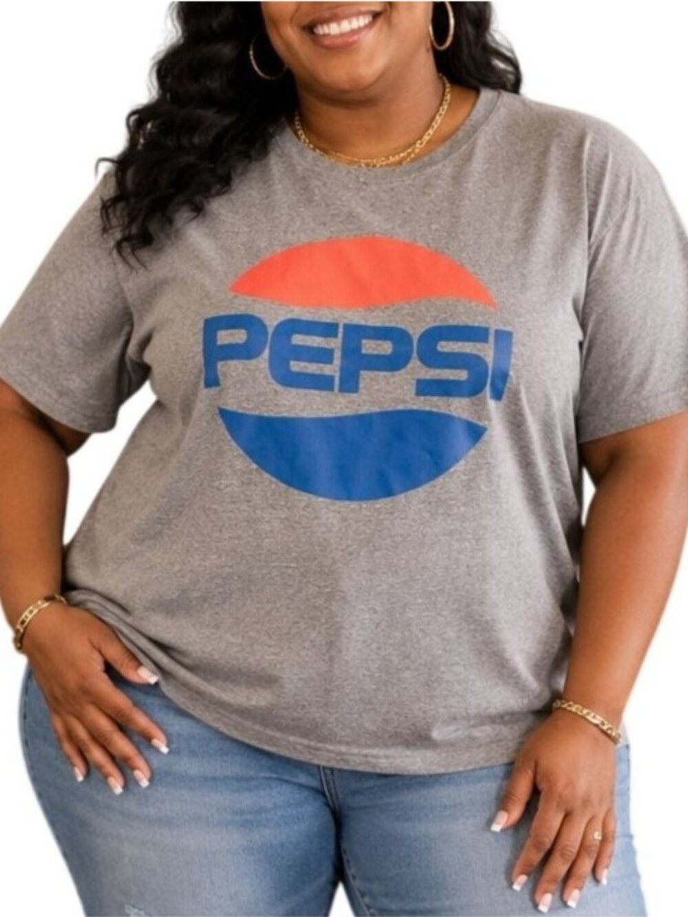 Pepsi Size XL Top Gray Short Sleeve Graphic Tee Iconic Logo Casual Retro